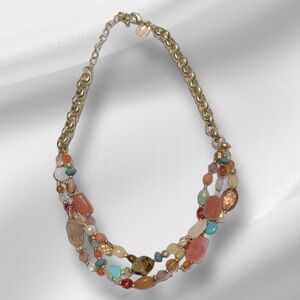 LIA SOPHIA Madalay Bay Gold Tone Quartz Stones Layered Necklace